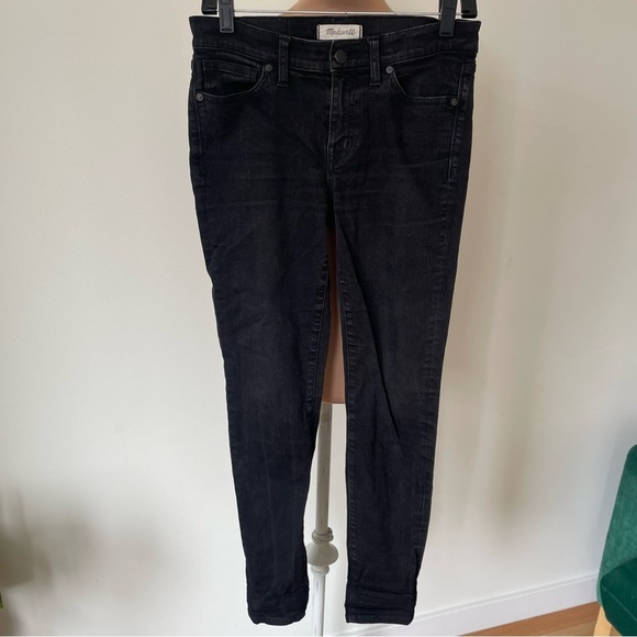Madewell Washed Black Mid Rise Stretch Denim Skinny Skinny Jeans B1799 EUC Sz 28 - Picture 3 of 11